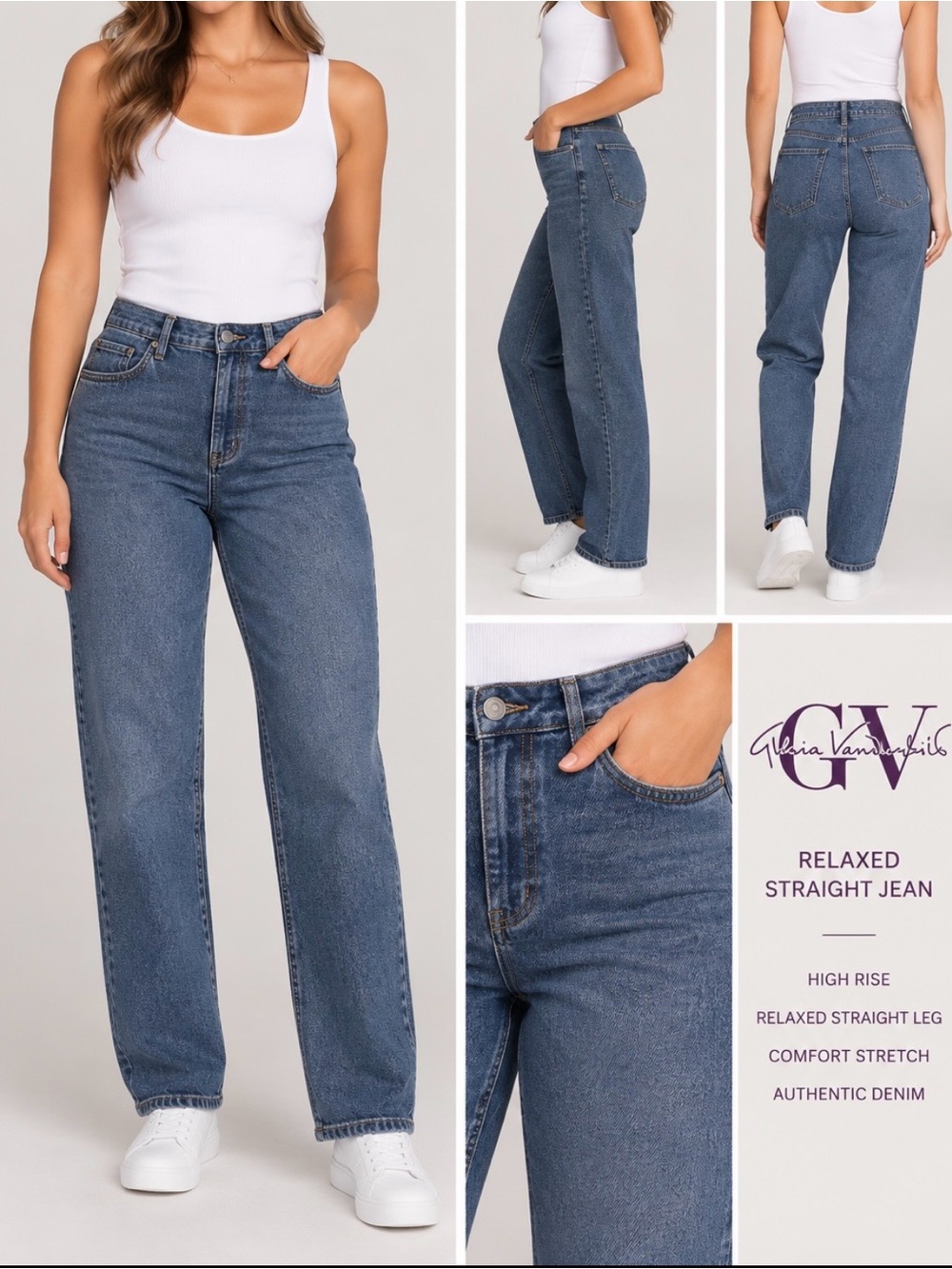 Gloria Vanderbilt Relaxed Straight High-Rise Jeans - Denim Blue